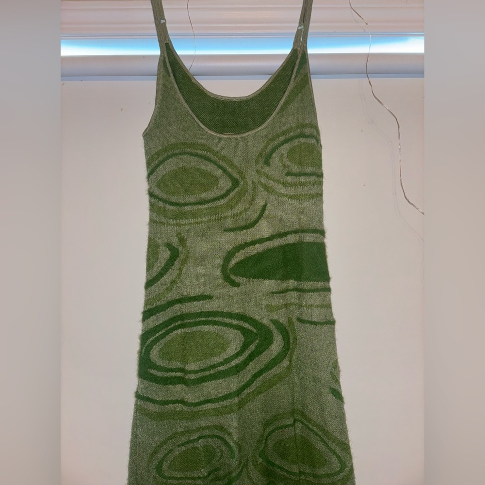 Green Patterned Sleeveless Dress